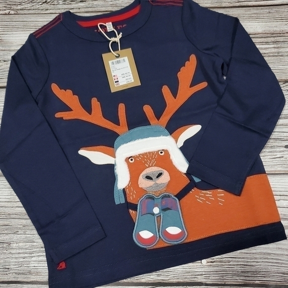 Joules Reindeer Moose Top Christmas Holiday Top Size 5 NWT - Picture 6 of 9